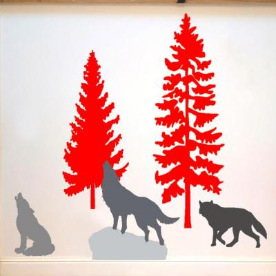 Stickers, décoration murale, thème meute de loups couleurs au choix.