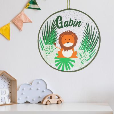 Tableau personnalisé, décoration murale prénom enfant, lion.