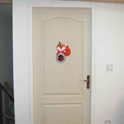 Plaque de porte pour chambre enfant, thème renard indien, avec photo à insérer